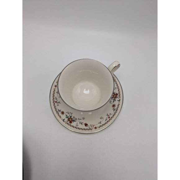 Adagio by Noritake Ivory 7237 Footed Cup Saucer Accented Formal Floral Vintage - Picture 8 of 17